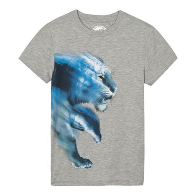 Boys' grey tiger print t-shirt